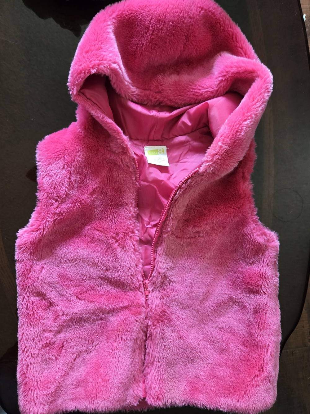 Pink plush vest for girls size L (10/12). Great condition. Crazy 8 brand